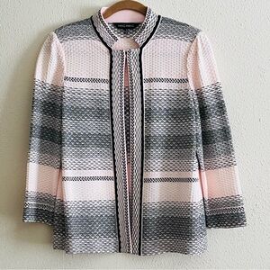 Ming Wang Jacket Open Front Pink & Black Size S EUC Classic Unstructured